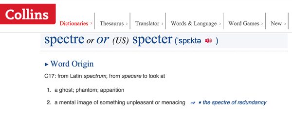 Spectre word origin